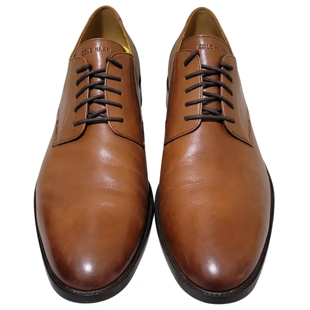 Cole Haan Men Hawthorne Plain Toe Dress Oxford Size US 13M British Tan Leather